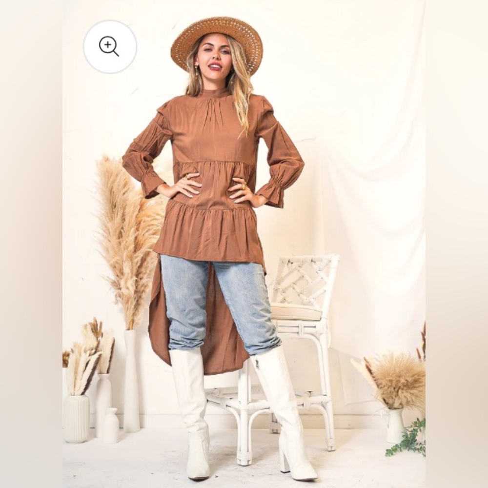 3/$18 Anna-Kaci High-Low Tiered Long Sleeved Ruffled Wrist Women's Top- Size S - Picture 4 of 14